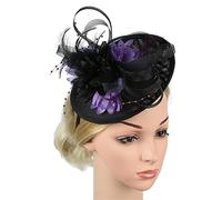 Tea Party Fascinator Hat DerbyHat for Party Wedding Women Mesh Fascinator Pillbox Hat Big Flower Headdress
