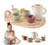 Tea Party Set for Kids, Silicone Tea Play Set for Children, Kids Play Kitchen Accessories Toy Dishwasher Safe Tea Set for Toddler, for 3 4 5 6 Year Old Girl Birthday Gift