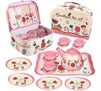 Tea Party Set for Little Girls, Birthday Gift for Age 3 4 5 6 Year Old, Toddler Kitchen Pretend Toys Set with Carrying Case,Birthday Toys for Girls Toddlers Kids Ages 3+