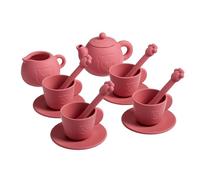 Tea Party Set, Silicone Tea Cup, Pretend Play Kitchen Kit, Fun Service Sturdy Safe Soft Playset Educational Imaginative Learning for Preschool Playdates Birthday Daycare Home Use