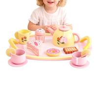 Tea Party Sets - Wooden With Dessert Pretend Play 16 Pieces - Elegant Playroom Addition Pretend Play Tea Party Set - For 6-8 Years Old Girls, Children's Day Thanksgiving Festivals Holidays New Year