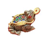 Tea Pet Frog - Frog Toad Tea Pet | Coin in Mouth Antique Copper Fortune Tea Pet Frog | Three-Legged Toad Statue Holding Coin Wealth Prosperity Antique Crafts for Home | Pet Table Traditional Tea
