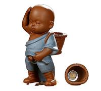 Tea Pets Ornament Chinese Folk Art Purple Clay Decoration Crafts Figurines Little Monk Yixing Baby Boy Spray Pee Tea Accessories (Color : D 7.8X14cm)