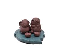 tea pets-Purple Sand Tea Pet Rabbit Zodiac Small Ornaments Handmade Leaves Ingots Sculptures Tea Sets Play Ceremony Accessories (Purple Clay)