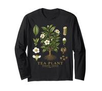 Tea Plant Camellia sinensis Vintage Botanical Anatomy Study Long Sleeve T-Shirt