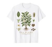 Tea Plant Camellia sinensis Vintage Botanical Anatomy Study Value Graphic T-Shirt, Men, White, XL