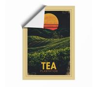 Tea Plantation at Sunrise Vintage Unframed Wall Art Print A1 (84.1×59.4cm), Wall Decor for Living Room, Bedroom, Office & Home, Art Gift