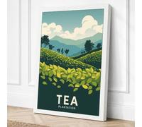 Tea Plantation Landscape Canvas Wall Art Print 18x12 Inch