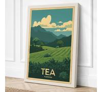 Tea Plantation Landscape Canvas Wall Art Print 24x16 Inch