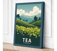 Tea Plantation Landscape Canvas Wall Art Print 36x24 Inch