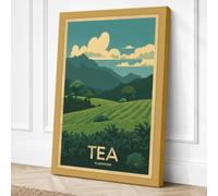 Tea Plantation Landscape Canvas Wall Art Print 36x24 Inch