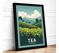 Tea Plantation Landscape Framed Wall Art Print A1 Black