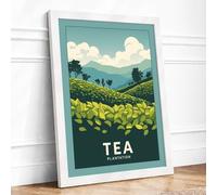 Tea Plantation Landscape Framed Wall Art Print A1 White