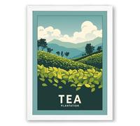 Tea Plantation Landscape Modern Framed Wall Art Print A3 (42×29.7cm) White, Wall Decor for Living Room, Bedroom, Office & Home, Ready to Hang, Art Gift