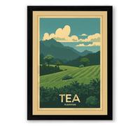 Tea Plantation Landscape Vintage Framed Wall Art Print A3 (42×29.7cm) Black, Wall Decor for Living Room, Bedroom, Office & Home, Ready to Hang, Art Gift