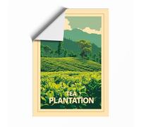 Tea Plantation Landscape Vintage Unframed Wall Art Print A3 (42×29.7cm), Wall Decor for Living Room, Bedroom, Office & Home, Art Gift