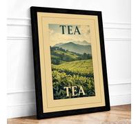 Tea Plantation Vintage Framed Wall Art Print A1 Black