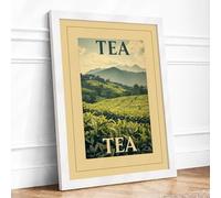 Tea Plantation Vintage Framed Wall Art Print A1 White