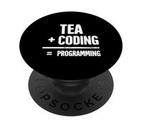 Tea Plus Coding Equals Programming Math Equation PopSockets Adhesive PopGrip