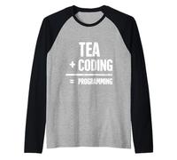 Tea Plus Coding Equals Programming Math Equation Raglan Baseball Tee
