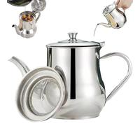 Tea Pot, 48oz Mirror Polished Stainless Steel Teapot with Lid & Strainer, Multi-Use Tea Pots with Stay Cool Hollow Handles for Cafes, Bars and Restaurants, Décoration de Jardin