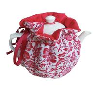 Tea Pot Cozies, Cotton Vintage Floral Teapot Dust Cover Tea Cosy, Kitchen Home Decorative Tea Pots Cozy with Insulation Pad for Housewife, Friend, Mom (Red)
