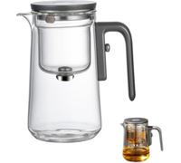 Tea Pot Enchanti Teapot, Enchantipot Magic Tea Pot Magic Tea Pot with Water Separation, Press Control Magic Tea Pot with Wooden Handle (800 ml - Grey)