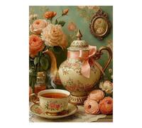 Tea Pot Flowers Cup Jigsaw Puzzle, 1000 Pcs Indoor Adult Game | 38x26cm Cardboard, Brain Workout, Smooth Surface Finish, Art Admirers, Stress Reduction