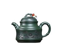 Tea Pot Handmade Purple Sand Authentic Original Green Clay Carved Flower and Bird Bamboo Tripod Teapot Tea Brewing Container
