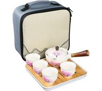 Tea Pot Set, Porcelain Japanese Tea Set with 360 Rotation Tea Maker and Infuser, Portable Travel Tea Set with Anti-Scald Handle for Home, Gifting, Office Style 1, Travel Tea Set