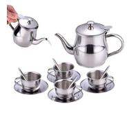 Tea Pot Sets,Stainless Steel Teapot Kit | Stainless Steel Pretend Play Tea Set | for Birthday Classroom Daycare Playroom Playtime Preschool