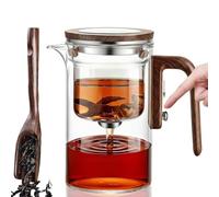 Tea Pot, Water Separation Glass Teapot with Wooden Handle, Magical Teapot, Glass Tea pot with Infuser Strainer, Magic Tea Pot (600ml)