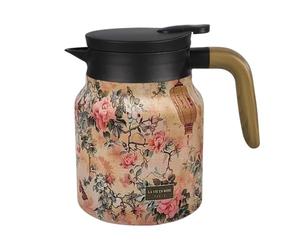 Tea Pots, 800ML Vintage Floral Pattern Tea Pot with Removable Strainer Lid 316 Stainless Steel Insulated Floral Teapot for Coffee Hot Drinks Beverage