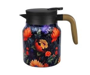 Tea Pots, 800ML Vintage Floral Pattern Tea Pot with Removable Strainer Lid 316 Stainless Steel Insulated Floral Teapot for Coffee Hot Drinks Beverage