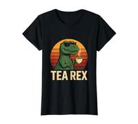 Tea Rex Funny Tea Lover Dinosaur Retro Sunset Value Graphic T-Shirt