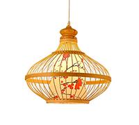 Tea Room Bamboo Pendant Light Fixture Weaving Natural Wooden Ceiling Light Chandelier With Hand Woven 19.7' Basket Lamp Shade, Country Lighting Ceiling Hanging For Restaurant, Corridor, Living