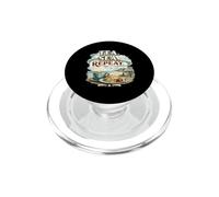 Tea Sea Repeat Quote Coastal Life Lover British Seaside PopSockets PopGrip for MagSafe