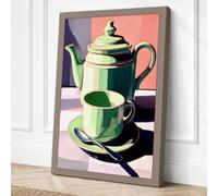 Tea Service Geometry Art Deco Canvas Wall Art Print 24x16 Inch (61 x 41 cm)