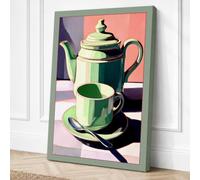 Tea Service Geometry Art Deco Canvas Wall Art Print 30x20 Inch (76 x 51 cm)