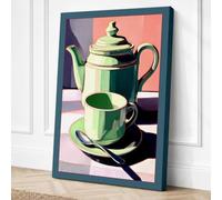 Tea Service Geometry Art Deco Canvas Wall Art Print 36x24 Inch