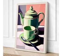 Tea Service Geometry Art Deco Canvas Wall Art Print 36x24 Inch (91 x 61 cm)