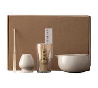 Tea Set: 4-Piece Ceramic Japanese Powder Kit, Mixing Bowl Spoon Accessories, Traditional Tools for Preparing Tea Ceremony, Experience