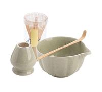 Tea Set - Ceramic Bowl with Whisk and Scoops, Portable Ceremony Accessories, Elegant Brewing Kit | Daily Preparation for Preparing Green Powder Drinks Kitchen Travel Use