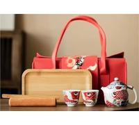 Tea Set for Adults 1 Pot 2 Cups Tea Maker Travel Set Portable Camping Organizer Dargon Fish Kit Complete Portable Tea Sets