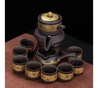 Tea Set for Adults 10 Piece Chinese Tea Set Kung Fu for 8 People Travel Automatic Bone China Teapot and Portable Tea Sets(A)