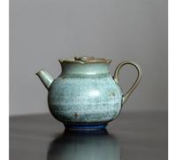 Tea Set for Adults 170ml Ceramic Green Glaze Ball Hole Filter Small Pot Kiln Change Flower Handmade Coarse Pottery Retro Chinese-Style Teapot Portable Tea Sets
