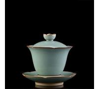 Tea Set for Adults 180ML Ru Kiln Ceramic Lacework Tea Cup Gracked Glaze Tureen Japanese Kung Fu Set Drinkware Coarse Pottery Bowl Portable Tea Sets(A)