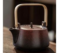 Tea Set for Adults 720ML/1000ML Ceramic Boiling Teapot Household Filter Black Lifting Beam Kettle Tea Set Accessories Portable Tea Sets(720ml red)