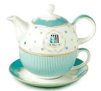 Tea Set for Adults British Creative Ceramic Teapot Set for One Coffee Cup Pot Tea with Filter Hole Portable Tea Sets(B)