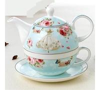 Tea Set for Adults British Creative Ceramic Teapot Set for One Coffee Cup Pot Tea with Filter Hole Portable Tea Sets(A)